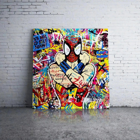 Colorful graffiti-style Spider-Man art in vibrant background from Manga & Comics collection.