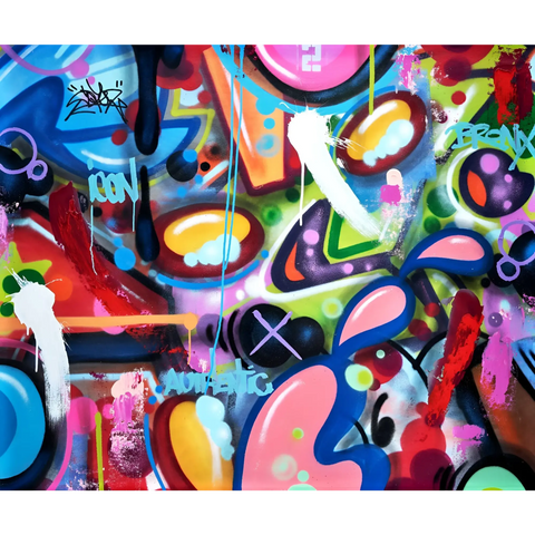 A painting of colorful shapes and colors