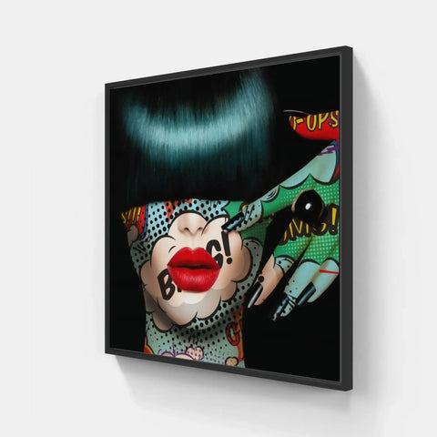 A painting of a clown with a green wig