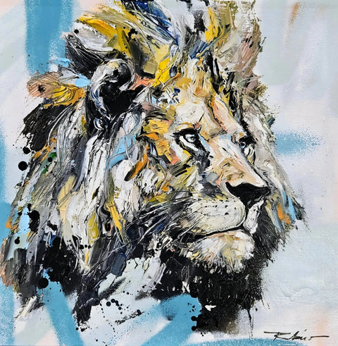 Blue Lion by Vincent Richeux | Distinctive Home Decor | Handmade Original Artworks | Shop now from A$499