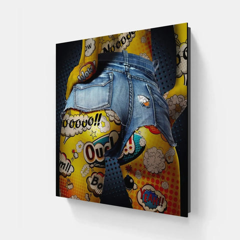 A denim jacket with comic comics on it