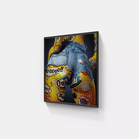 A painting of a man in a denim jacket