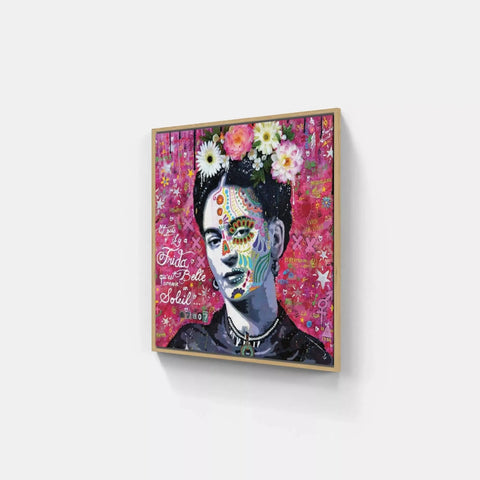 A painting of a woman with flowers on her head