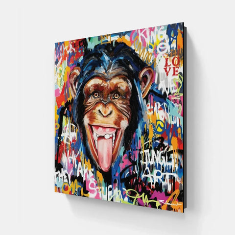 A monkey with graffiti on it’s face