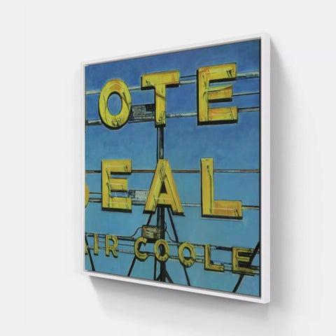 A painting of a yellow sign that says’vote ’