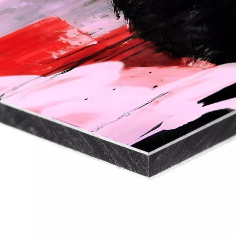 A painting of a red and black abstract painting