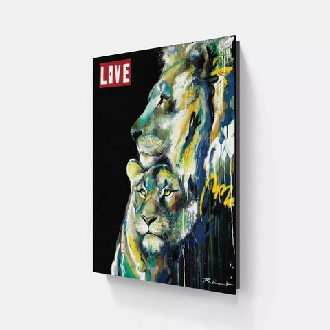 A canvas with a lion on it