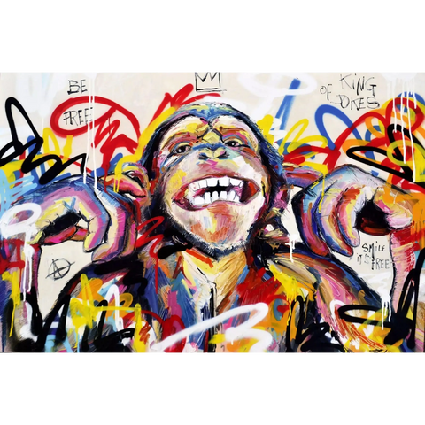 A painting of a monkey with a smile