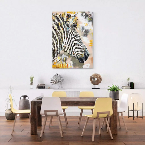 Zebra in the wild canvas wall art