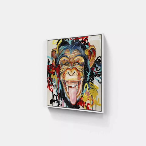 A painting of a monkey with a tongue