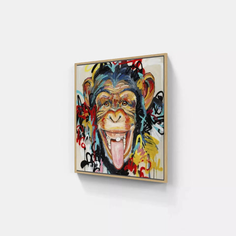 A painting of a monkey with a tongue