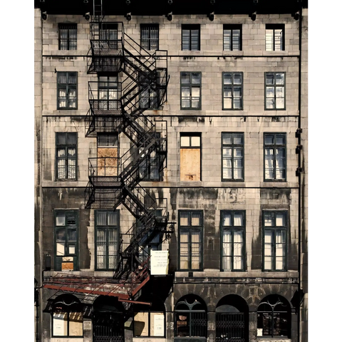 A fire escape tower in the city of new york