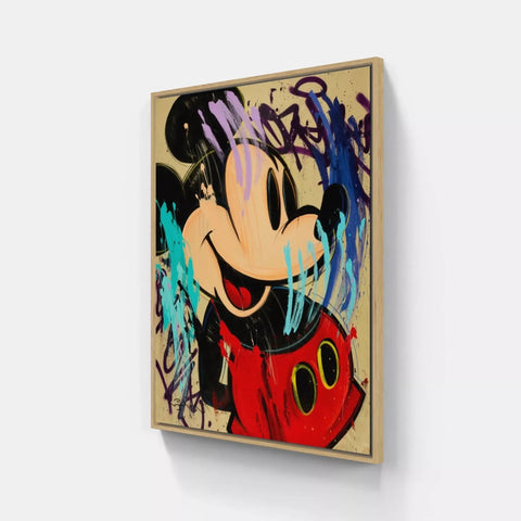 A painting of mickey mouse on a wall