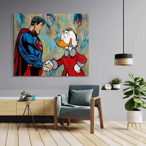 Superman and duck canvas art