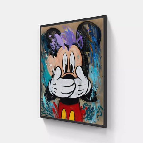 A painting of a mickey mouse with a colorful background