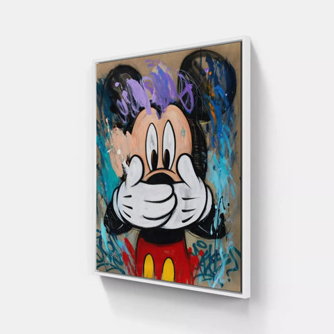 A painting of a mickey mouse face on a wall