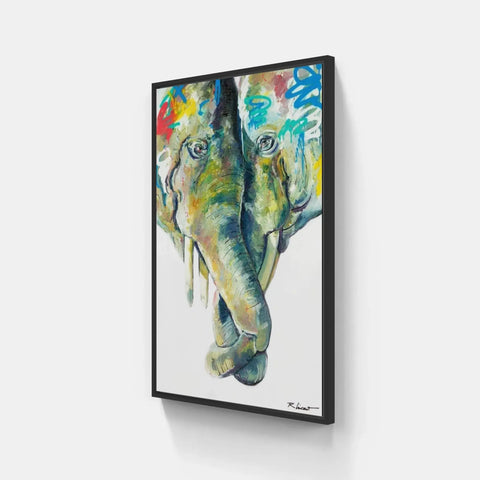 An elephant painting on a wall