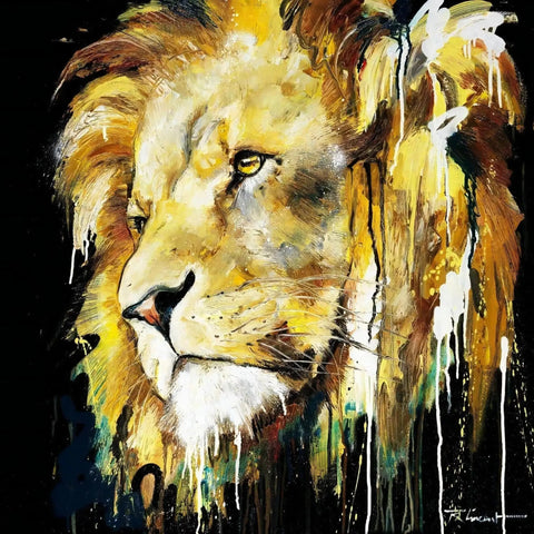 A painting of a lion