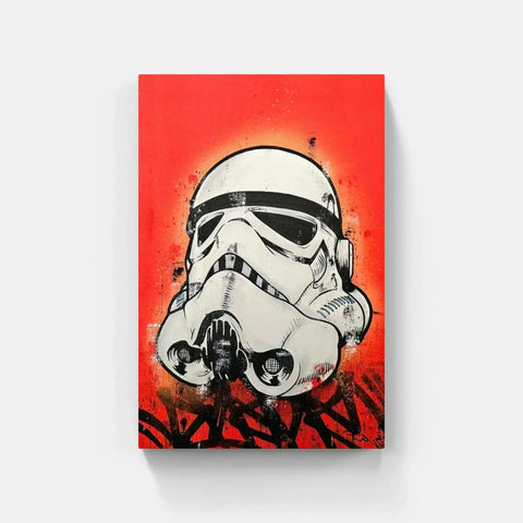 Stormtrooper helmet graffiti art.