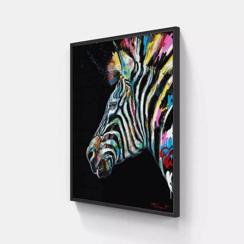 A zebra painting on a wall