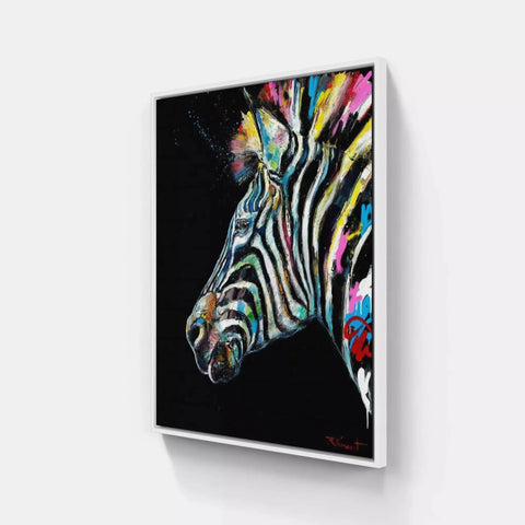 A zebra painting on a wall